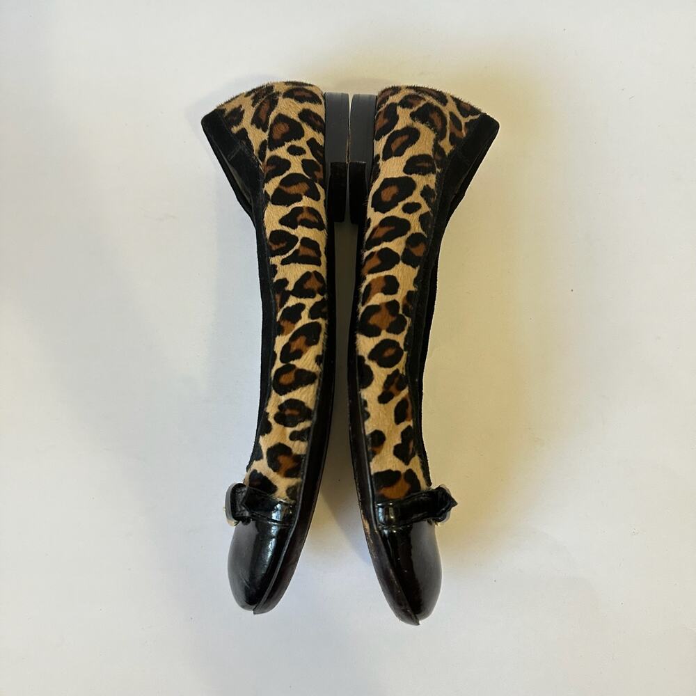 AGL Monika Ballet Flat Shoes Leopard Suede Calfskin Cap Toe - Picture 3 of 9